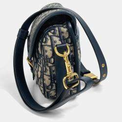 Pre Owned Dior Oblique Bobby Navy Canvas Shoulder Bag