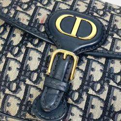 Pre Owned Dior Oblique Bobby Navy Canvas Shoulder Bag