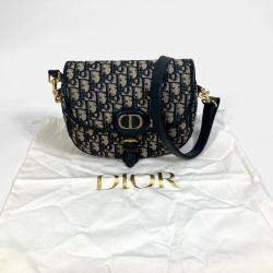 Pre Owned Dior Oblique Bobby Navy Canvas Shoulder Bag