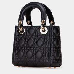 Pre Owned Dior Black Mini Lambskin Cannage Lady Dior