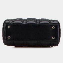 Pre Owned Dior Black Mini Lambskin Cannage Lady Dior