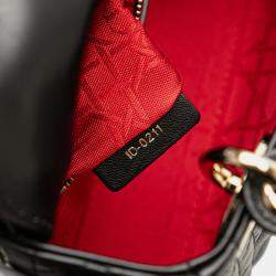 Pre Owned Dior Black Mini Lambskin Cannage Lady Dior