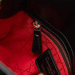 Pre Owned Dior Black Mini Lambskin Cannage Lady Dior