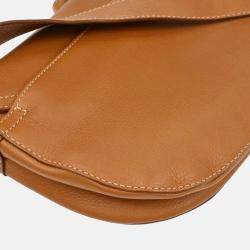 Pre Owned Dior Saddle Brown Leather Shoulder Bag