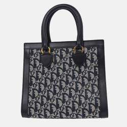 Pre Owned Christian Dior Trotter Navy Canvas Handbag