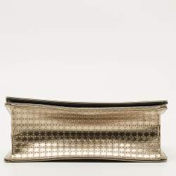 Pre Owned Dior Gold Microcannage Patent Leather Small Diorama Shoulder Bag
