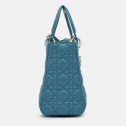 Pre Owned Dior Blue Medium Lambskin Cannage Lady Dior