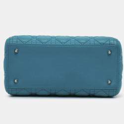 Pre Owned Dior Blue Medium Lambskin Cannage Lady Dior