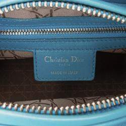 Pre Owned Dior Blue Medium Lambskin Cannage Lady Dior