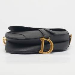 Pre Owned Dior Black Leather Saddle Bag