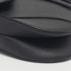 Pre Owned Dior Black Leather Saddle Bag