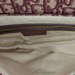 Pre Owned Dior Red Oblique Canvas Saddle Bag