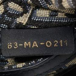 Pre Owned Dior Navy Blue/Brown Oblique Canvas and Raffia Drawstring Bucket Bag