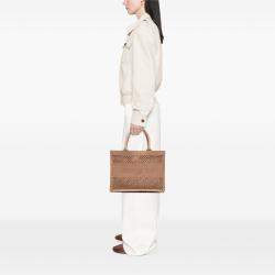 Pre Owned Dior Brown Medium Embroidered Mesh Book Tote