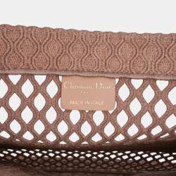 Pre Owned Dior Brown Medium Embroidered Mesh Book Tote