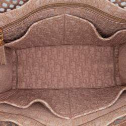 Pre Owned Dior Brown Medium Embroidered Mesh Book Tote