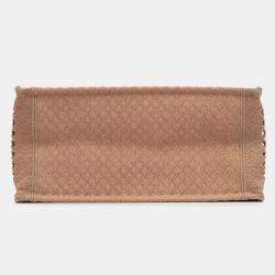 Pre Owned Dior Brown Medium Embroidered Mesh Book Tote