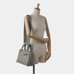 Pre Owned Dior Grey Medium Canvas Cannage Lady D Lite