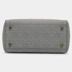 Pre Owned Dior Grey Medium Canvas Cannage Lady D Lite
