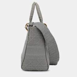 Pre Owned Dior Grey Medium Canvas Cannage Lady D Lite