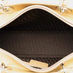 Pre Owned Dior Beige Brown Large Patent Cannage Lady Dior