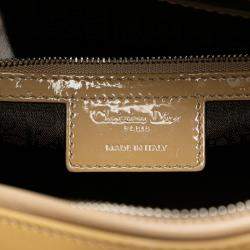 Pre Owned Dior Beige Brown Large Patent Cannage Lady Dior