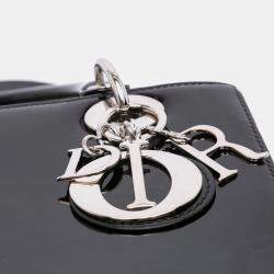 Pre Owned Dior Black Medium Patent Lady Dior