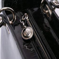 Pre Owned Dior Black Medium Patent Lady Dior