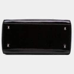 Pre Owned Dior Black Medium Patent Lady Dior