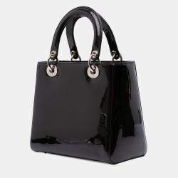 Pre Owned Dior Black Medium Patent Lady Dior