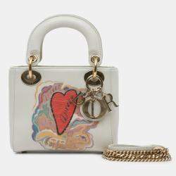 Pre Owned Dior White Niki De Saint Phalle Mini Calfskin Dioramour Lady Dior