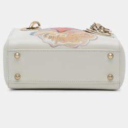 Pre Owned Dior White Niki De Saint Phalle Mini Calfskin Dioramour Lady Dior