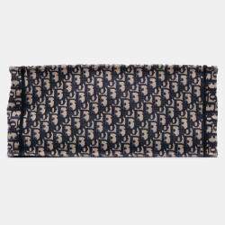 Pre Owned Dior Navy Blue Large Oblique Canvas Book Tote