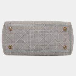 Pre Owned Dior Grey Medium Canvas Cannage Lady D Lite