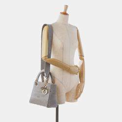 Pre Owned Dior Grey Medium Canvas Cannage Lady D Lite