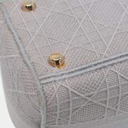 Pre Owned Dior Grey Medium Canvas Cannage Lady D Lite