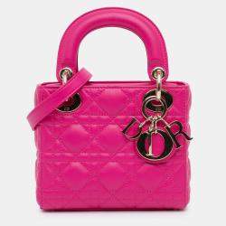 Pre Owned Dior Pink Mini Lambskin Cannage Lady Dior