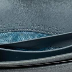 Pre Owned Dior Light Blue Leather Saddle Card Case