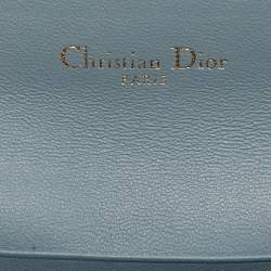 Pre Owned Dior Light Blue Leather Saddle Card Case