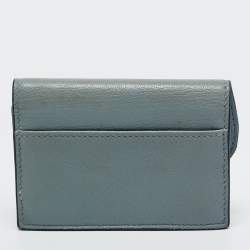 Pre Owned Dior Light Blue Leather Saddle Card Case