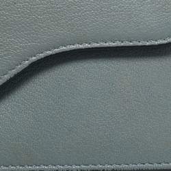 Pre Owned Dior Light Blue Leather Saddle Card Case