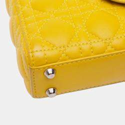 Pre Owned Dior Yellow Micro Lambskin Cannage Lady Dior