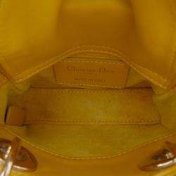 Pre Owned Dior Yellow Micro Lambskin Cannage Lady Dior