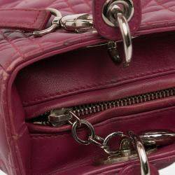 Pre Owned Dior Purple Medium Lambskin Cannage Lady Dior