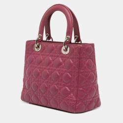 Pre Owned Dior Purple Medium Lambskin Cannage Lady Dior