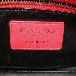 Pre Owned Christian Dior Lady Dior Mini Vermilion Orange Leather Handbag