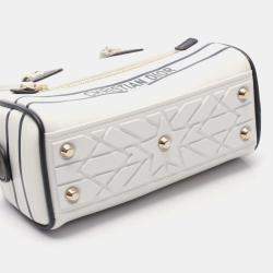 Pre Owned Christian Dior Vibe Mini White Navy Leather Handbag