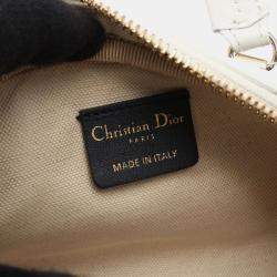 Pre Owned Christian Dior Vibe Mini White Navy Leather Handbag