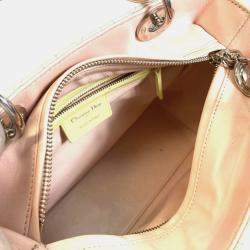 Pre Owned Christian Dior Lady Dior Cannage Blue/Yellow/Pink Leather Handbag