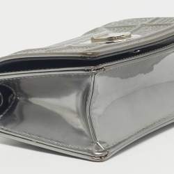 Pre Owned Dior Grey Microcannage Patent Leather Baby Diorama Shoulder Bag